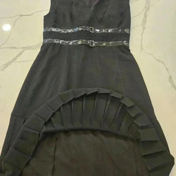 Tracy Reese NY Sleeveless V-Neck Patent Leather Pleated Midi Dress Black Size 4 - Picture 9 of 14